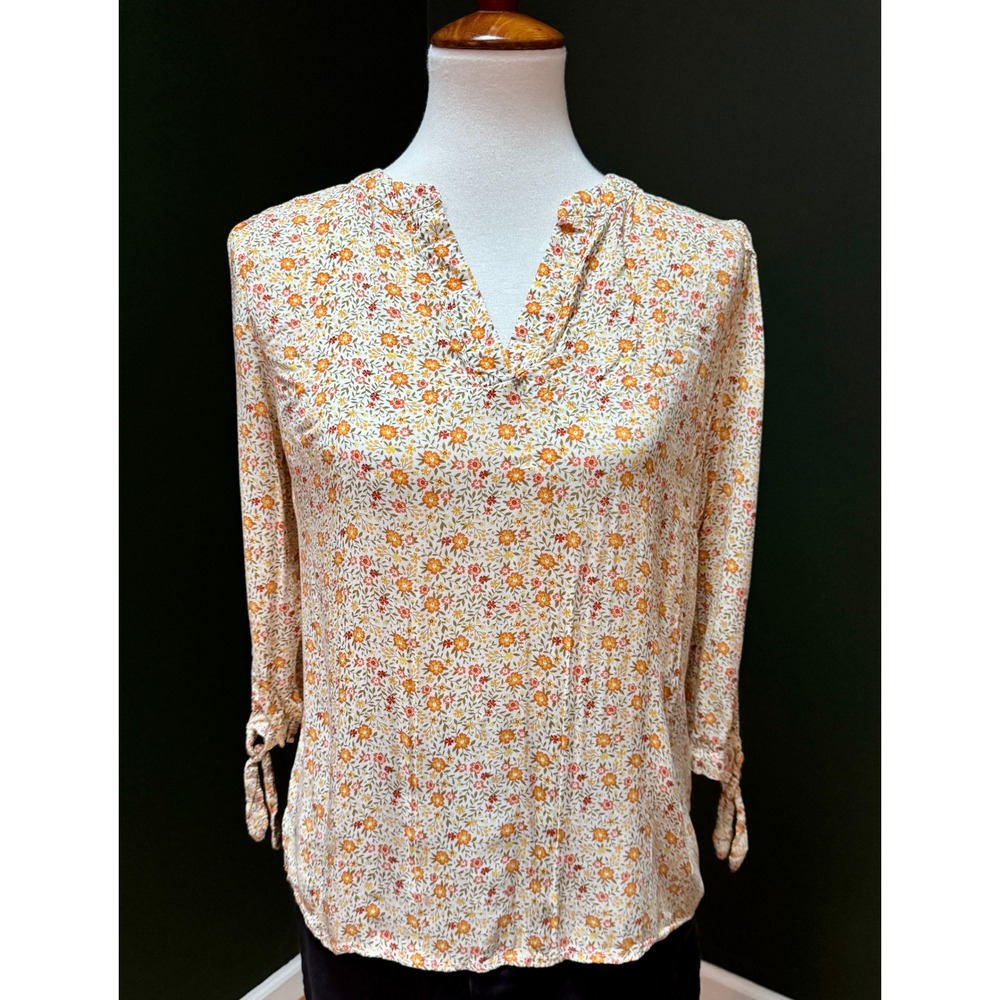 Cynthia Rowley Floral Print 3/4 Sleeve Blouse Women's Size S